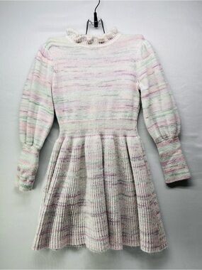 Janie and Jack Pastel‎ Stripe Ruffle-Neck sweater Dress